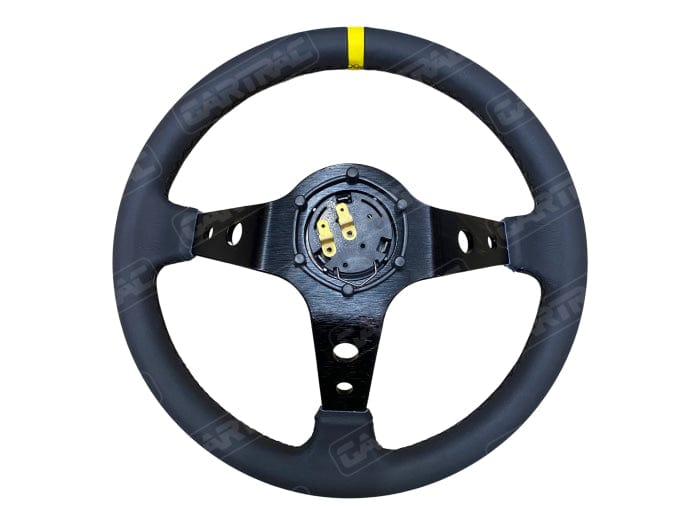 Escort Mk1 & Mk2 Leather Steering Wheel, AVO Deep Dish (Yellow Band ...