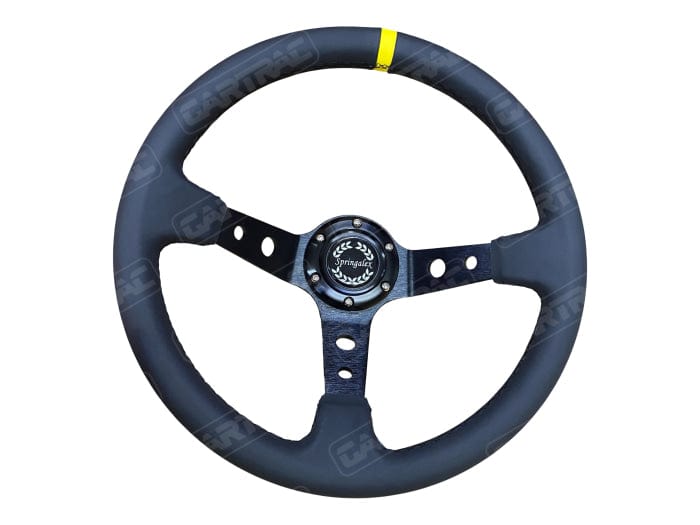Springalex Rally Escort Mk1 & Mk2 Leather Steering Wheel, AVO Deep Dish (Yellow Band ...