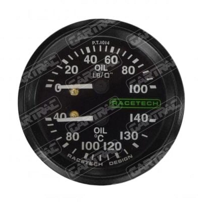 Racetech Racetech Oil Pressure/Oil Temperature Dual Gauge 12ft Capillary