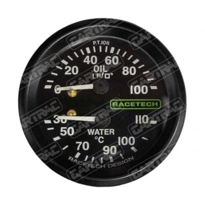 Racetech Racetech Oil Pressure/Water Temperature Dual Gauge 12ft Capillary